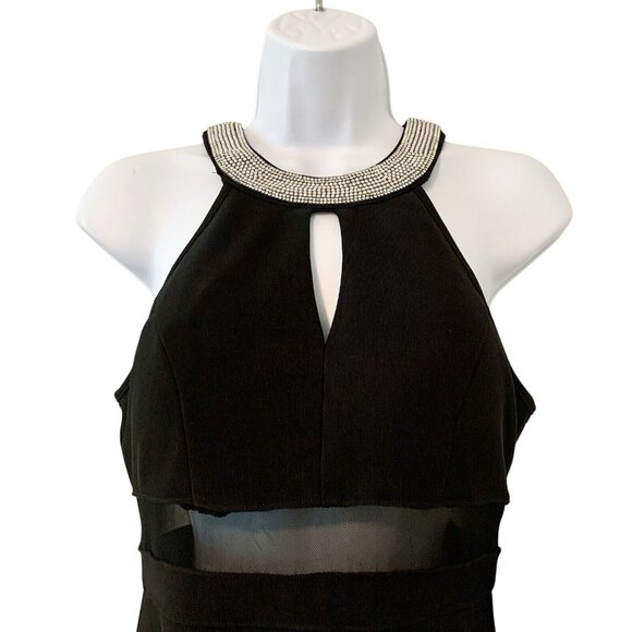 Honey And Rosie Black Halter BEADED Collar Padded Bra Sheer Juniors SZ S NWT $79 - Picture 2 of 7